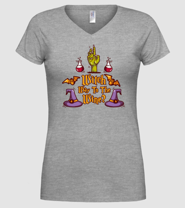 Witch way to the wine model gri pe tricou