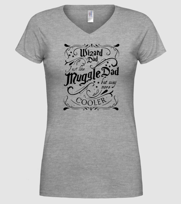 Wizard dad model gri pe tricou