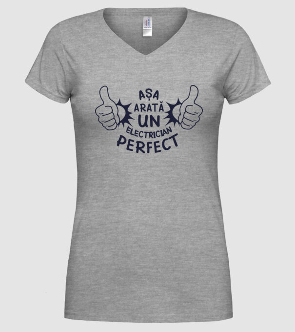 Așa arată un ELECTRICIAN perfect model gri pe tricou