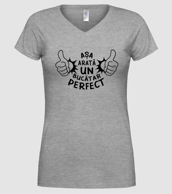 Așa arată un BUCĂTAR perfect model gri pe tricou
