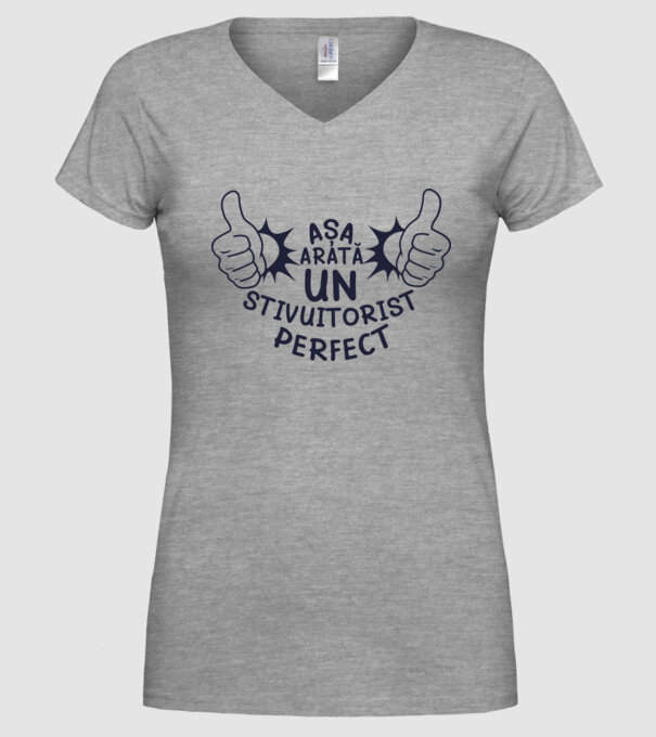 Așa arată un STIVUITORIST perfect model gri pe tricou