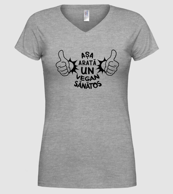 Așa arată un VEGAN sănătos model gri pe tricou