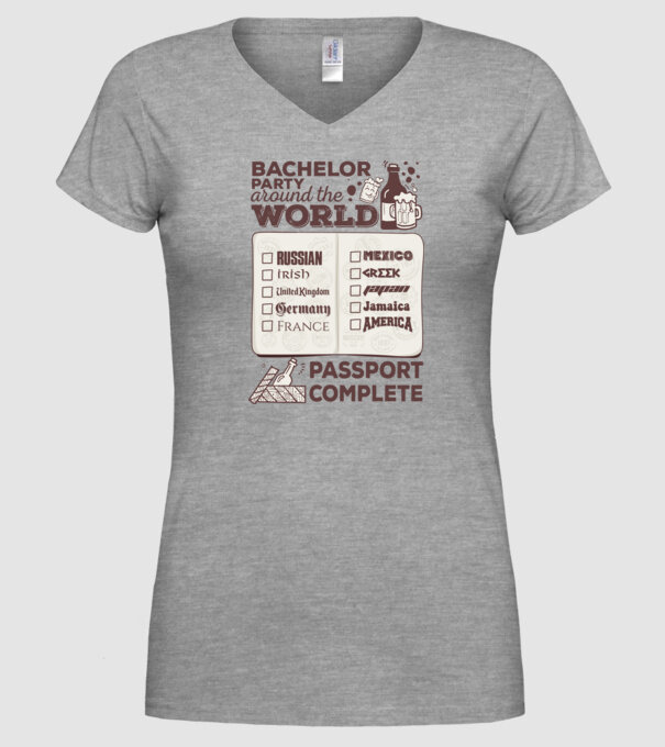 Bachelor Party World tour model gri pe tricou