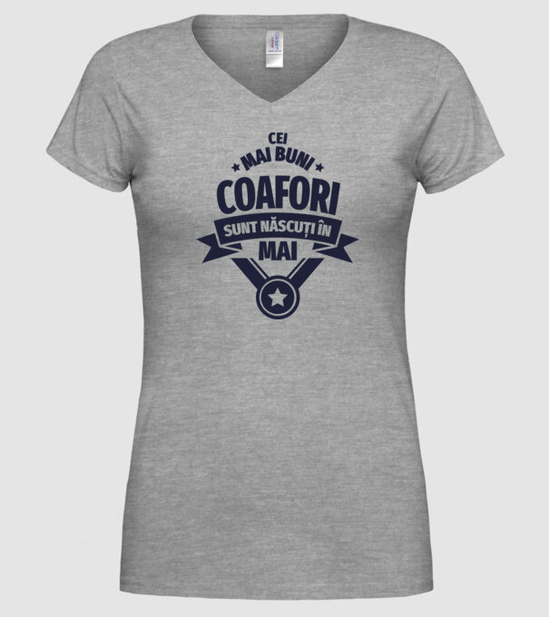 Cei mai buni coafori sunt născuți în Mai model gri pe tricou