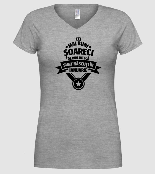 Cei mai buni șoareci de bibliotecă sunt născuți în ianuarie model gri pe tricou