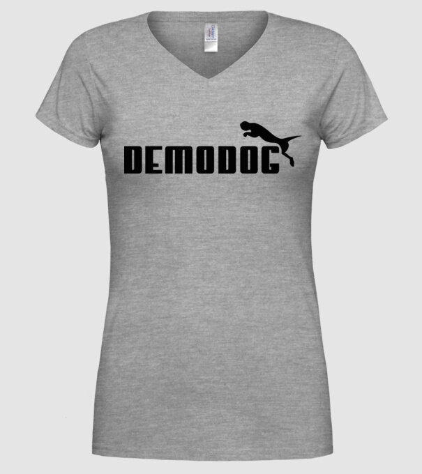 demodog logo black model gri pe tricou