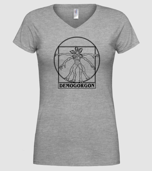 demogorgon da vinci model gri pe tricou