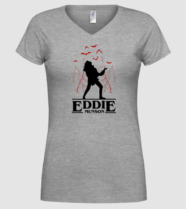 eddie munson stranger things model gri pe tricou