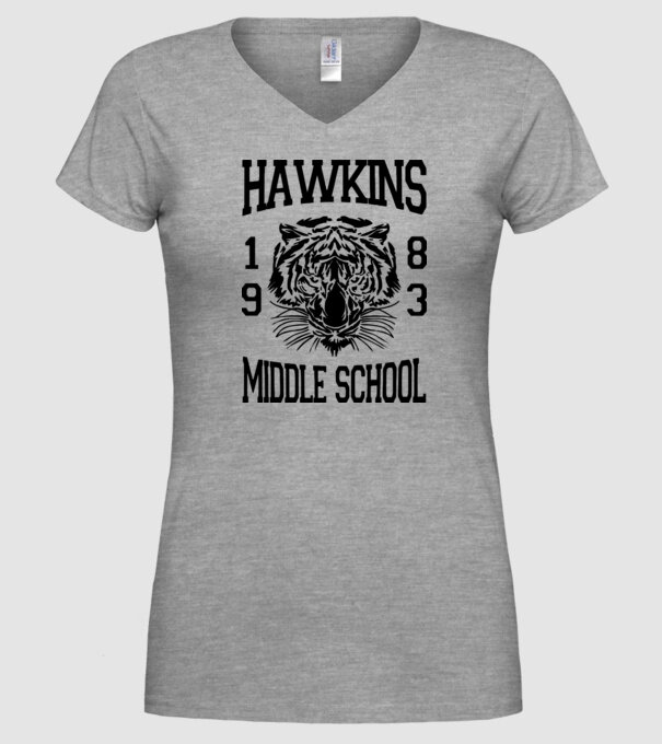 hawkins middle school 83 model gri pe tricou