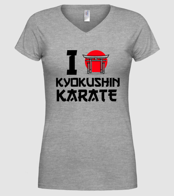 I love Kyokushin Karate model gri pe tricou