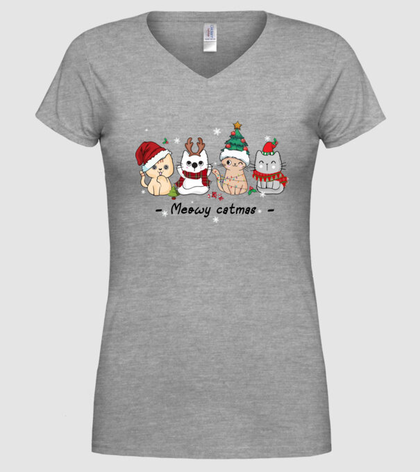 Meowy catmas 2 model gri pe tricou
