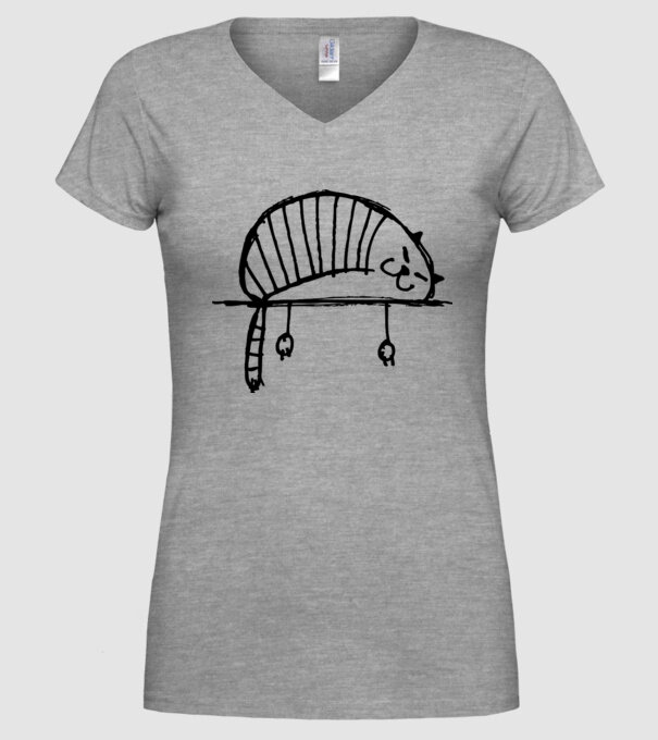 pisică model gri pe tricou
