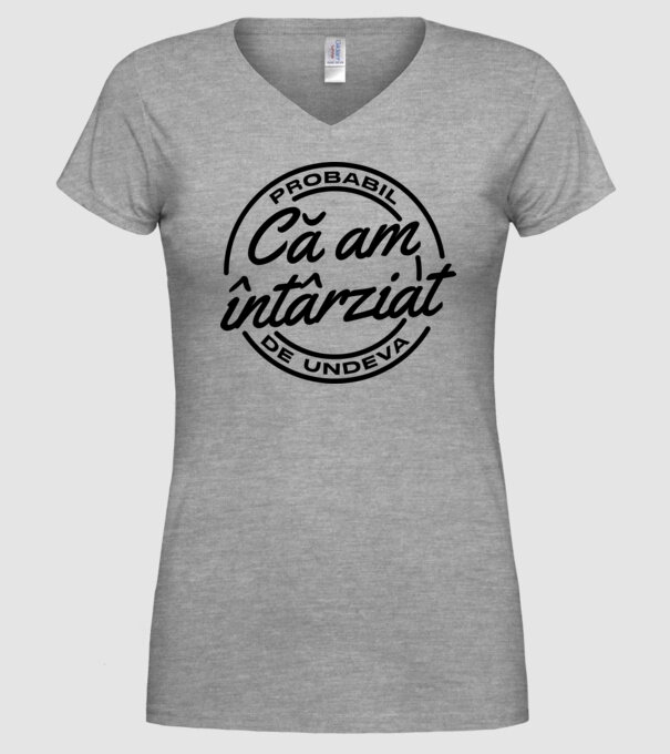 Probabil că am întârziat de undeva model gri pe tricou