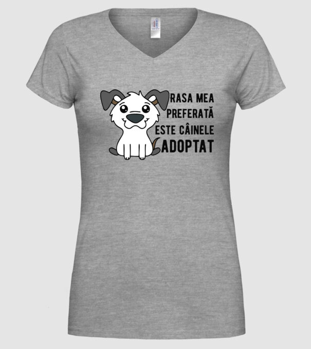 Rasa mea preferată este câinele adoptat model gri pe tricou