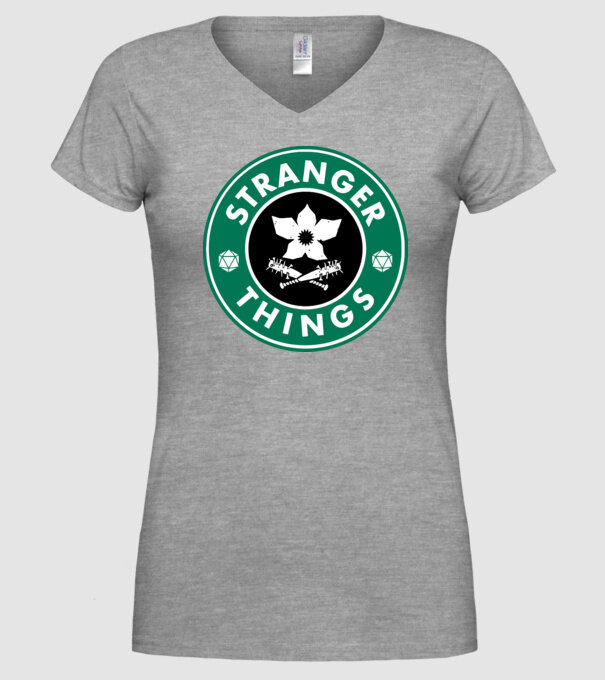 stranger things starbucks model gri pe tricou