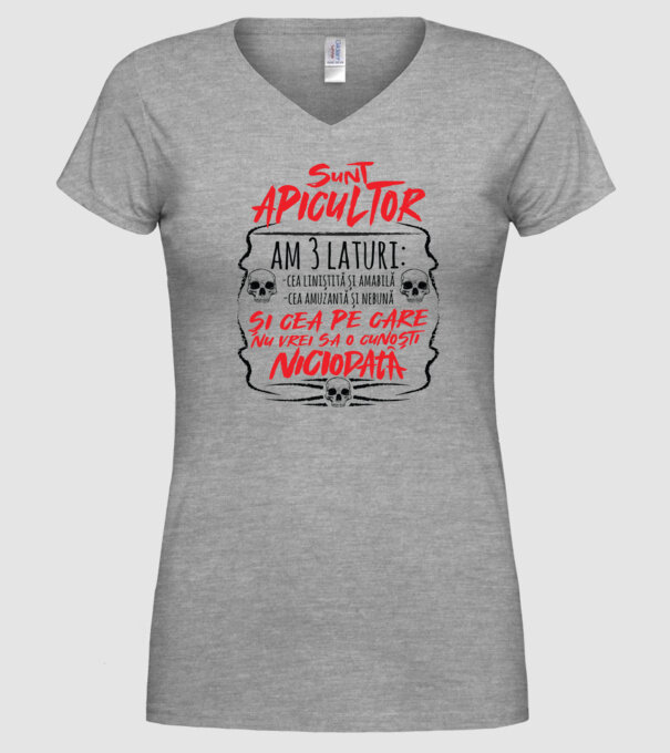 sunt apicultor am 3 laturi model gri pe tricou