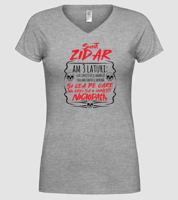 sunt zidar am 3 laturi model gri pe tricou