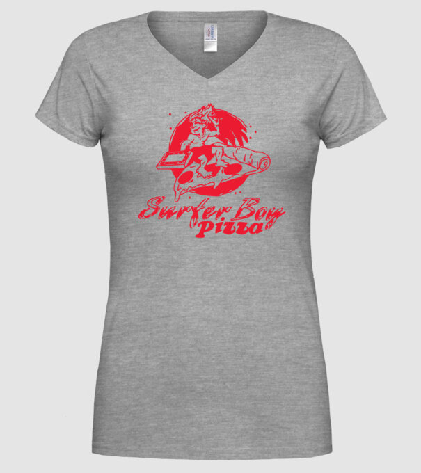 surfer boy pizza stranger things model gri pe tricou