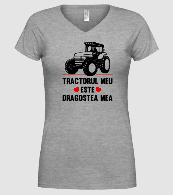 tractorul meu este dragostea mea model gri pe tricou