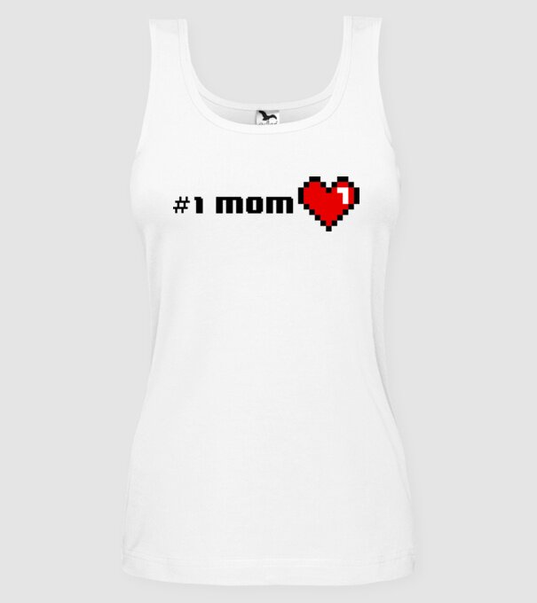 8bit mom number one model alb pe tricou