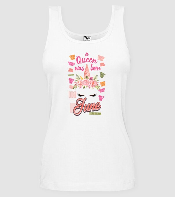 A queen was born in JÚNIUS model alb pe tricou