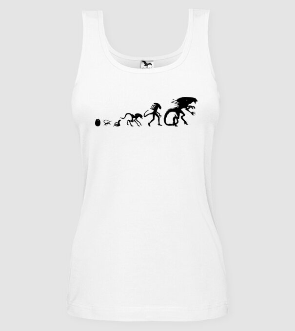 Evoluție Alien model alb pe tricou