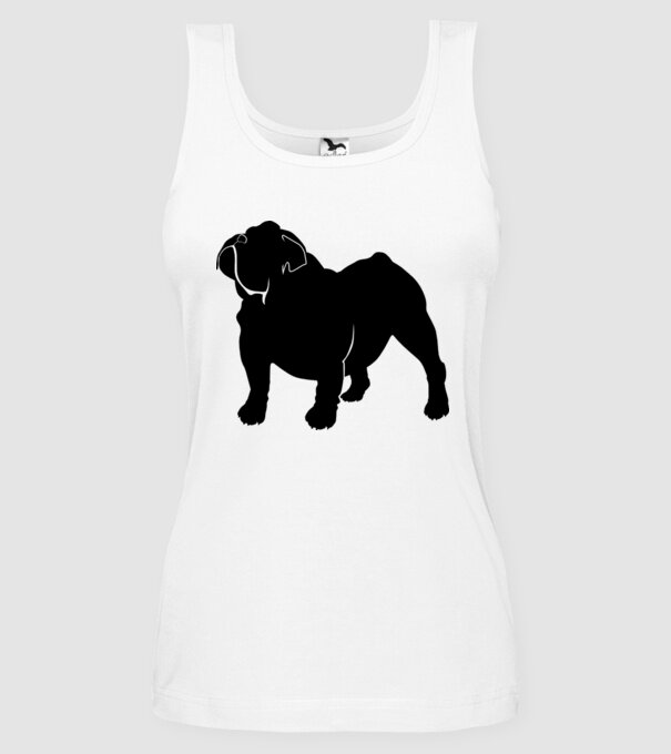 Bulldog englezesc model alb pe tricou