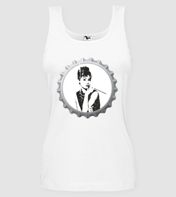 Audrey model alb pe tricou