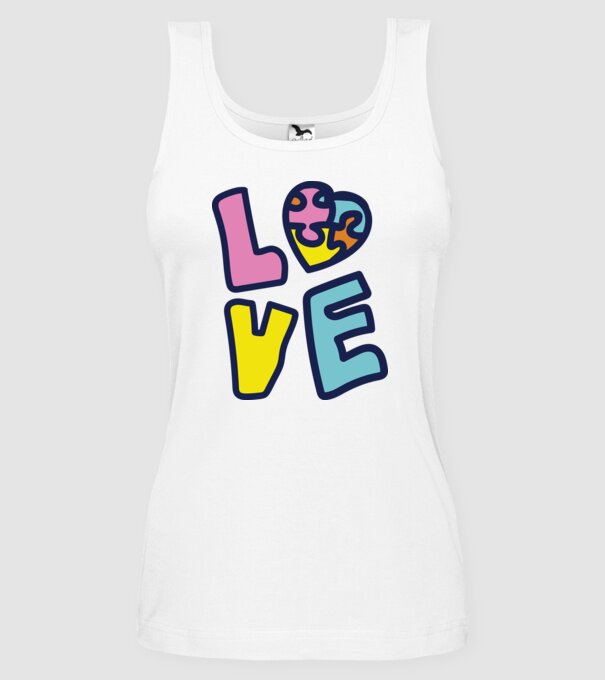 Ziua Mondială a Autismului LOVE model alb pe tricou