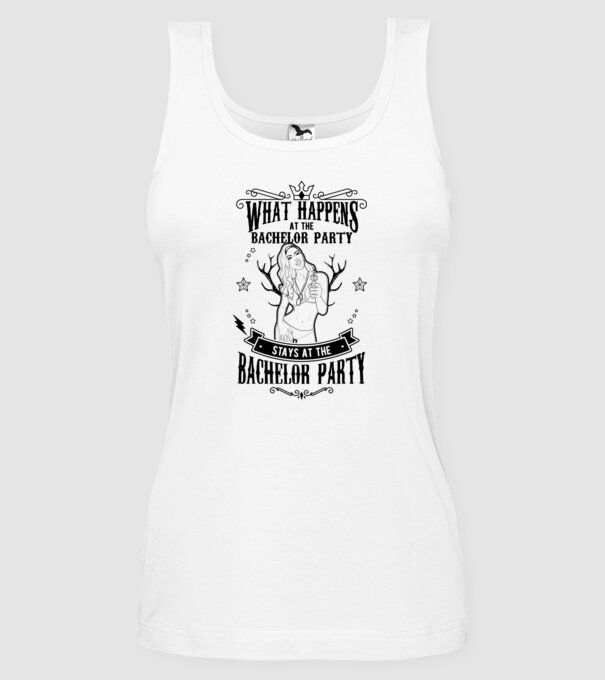 Bachelor party model alb pe tricou