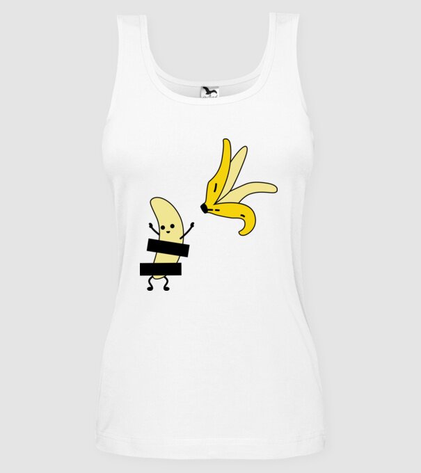 Cuplu Banană fată model alb pe tricou