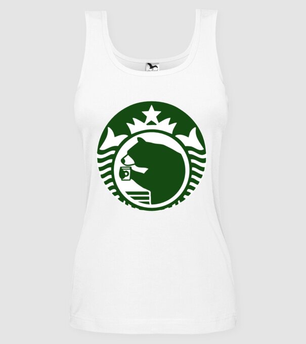 Bear Bucks model alb pe tricou