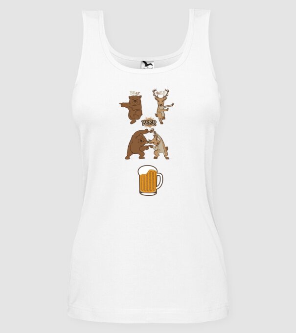 Bear deer beer model alb pe tricou