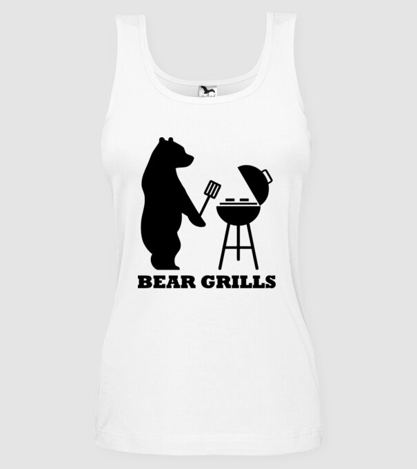 Bear Grills model alb pe tricou