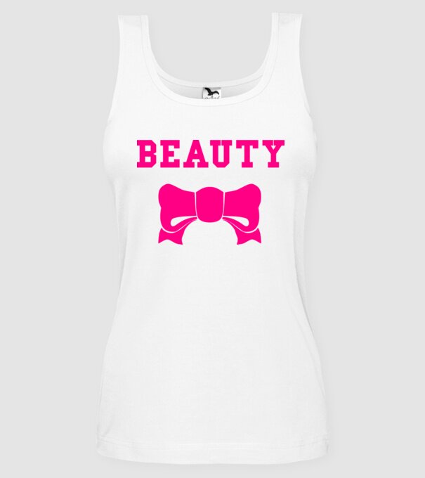 beauty model alb pe tricou