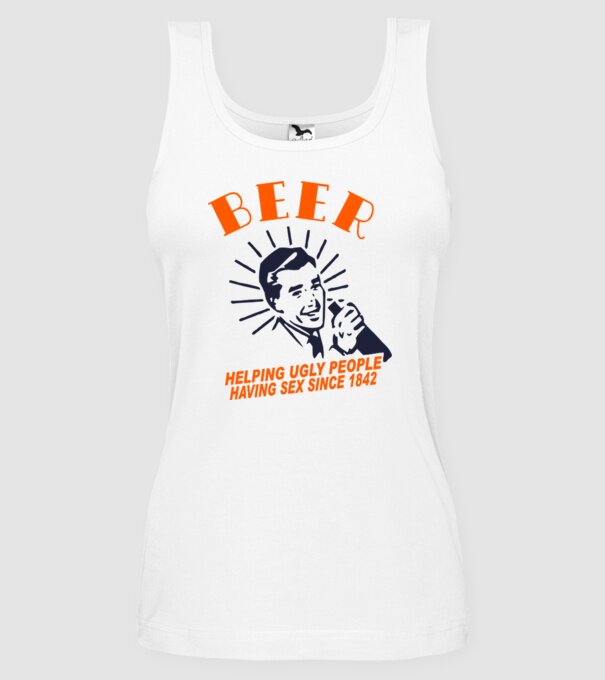 beeer model alb pe tricou