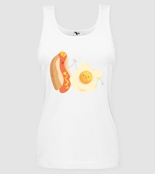 best friends hot dog egg model alb pe tricou