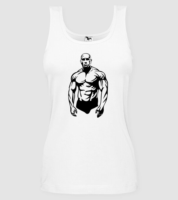 bodybuilding model alb pe tricou
