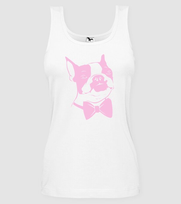 Boston Terrier model alb pe tricou