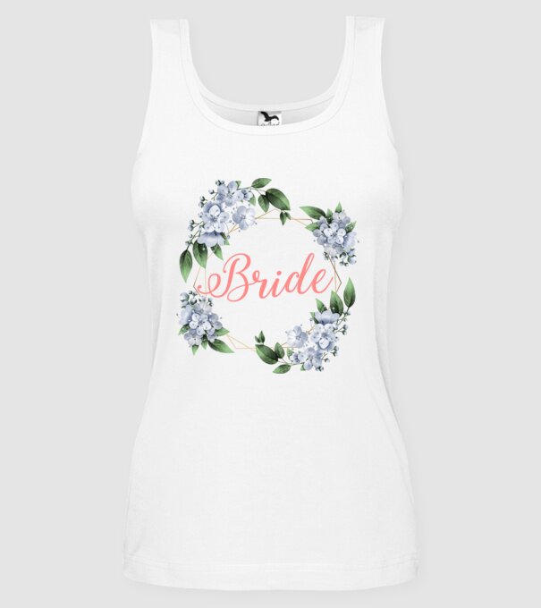 BRIDE blue floral model alb pe tricou
