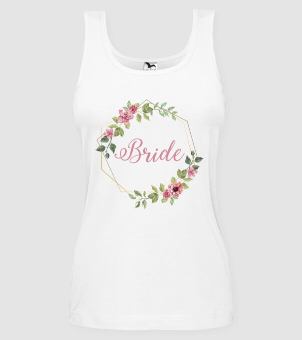 BRIDE pink floral model alb pe tricou