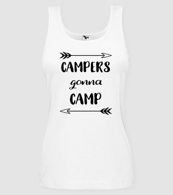 Campers gonna camp model alb pe tricou