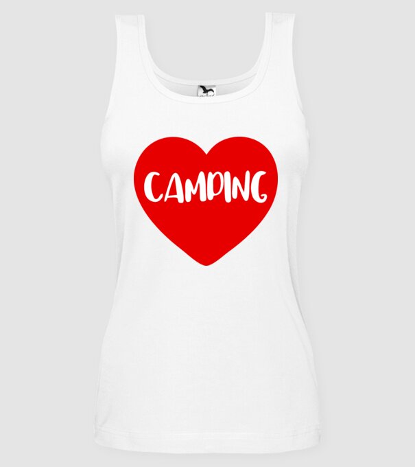 Camping heart model alb pe tricou