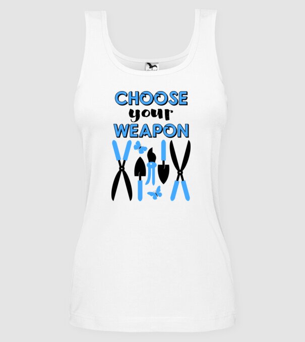 Choose your weapon model alb pe tricou
