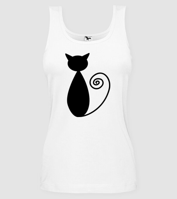 Siluetă pisică model alb pe tricou