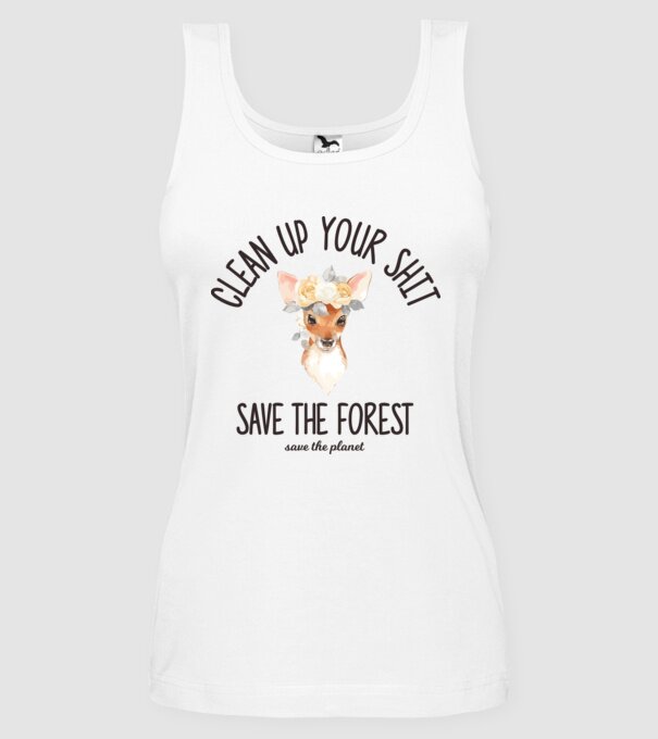 Clean up your shit model alb pe tricou