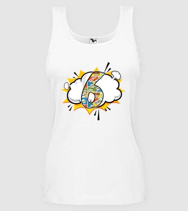 Birthday Comic Number 6 model alb pe tricou