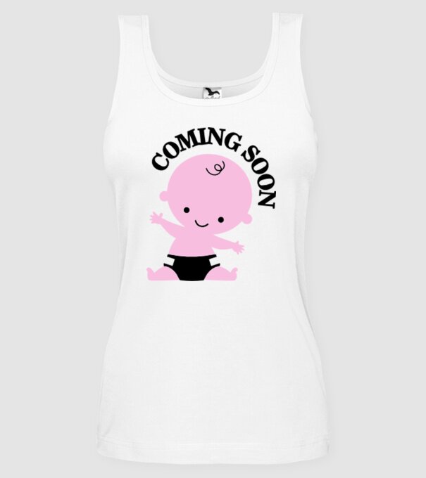 Coming soon baby model alb pe tricou