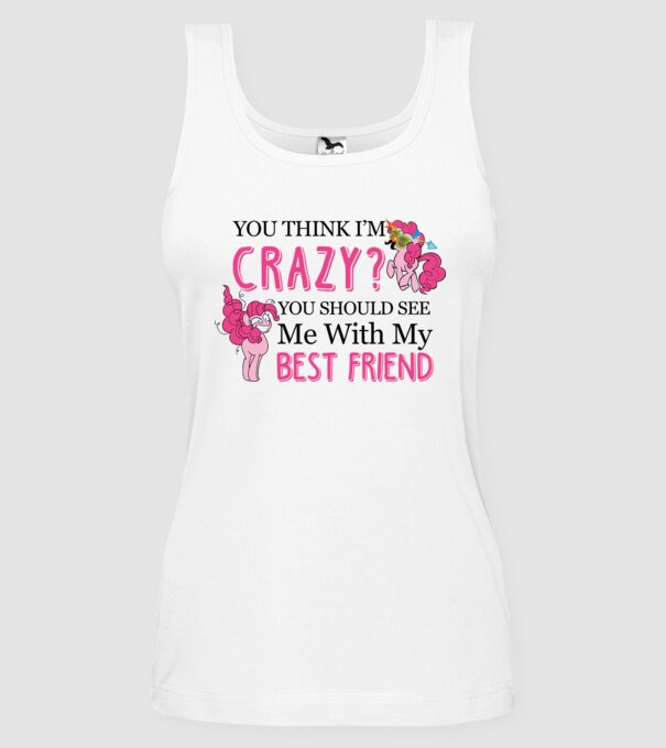 Crazy Friend Unicorn model alb pe tricou