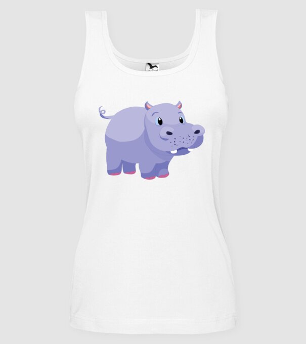 Hipopotam drăguț model alb pe tricou